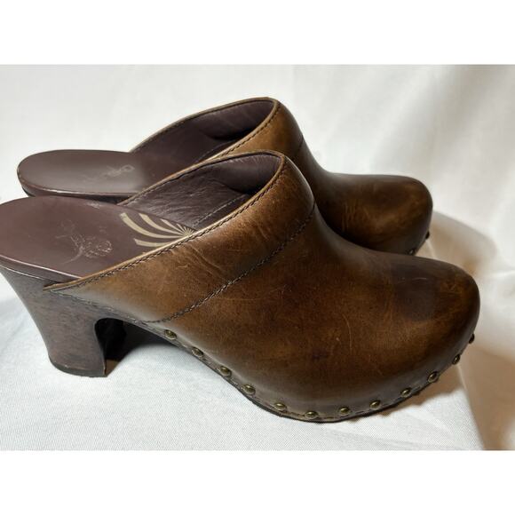 Dansko Rae Brown Leather Heeled Chunky Clogs Size EU 40 / US 9 Boho Y2k - Picture 2 of 10